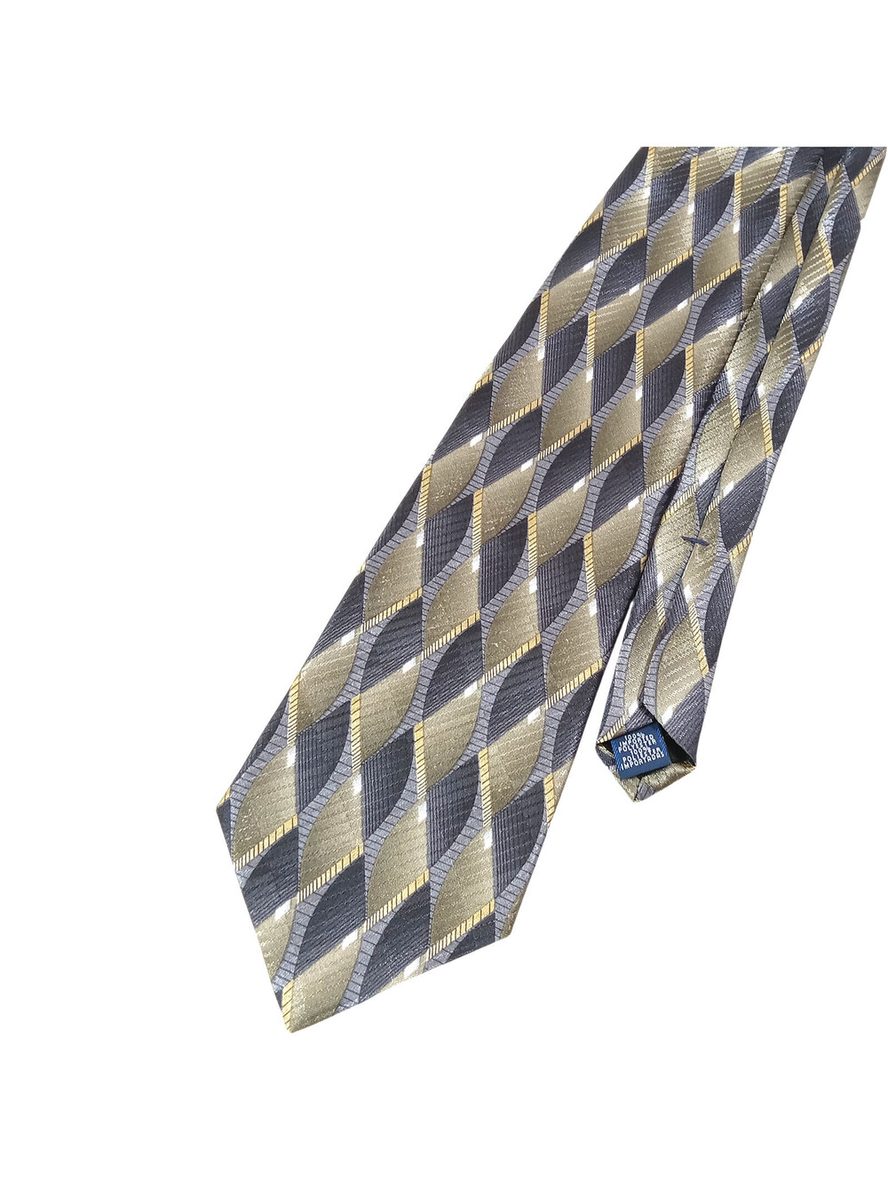 Stringbeans Blue Tan Geometric Classic Tie 58"